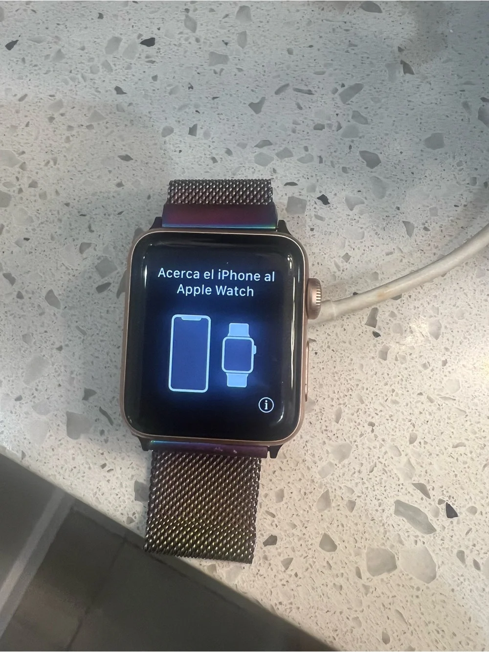 Apple Watch with Iridescent Milanese Loop - Gold Case